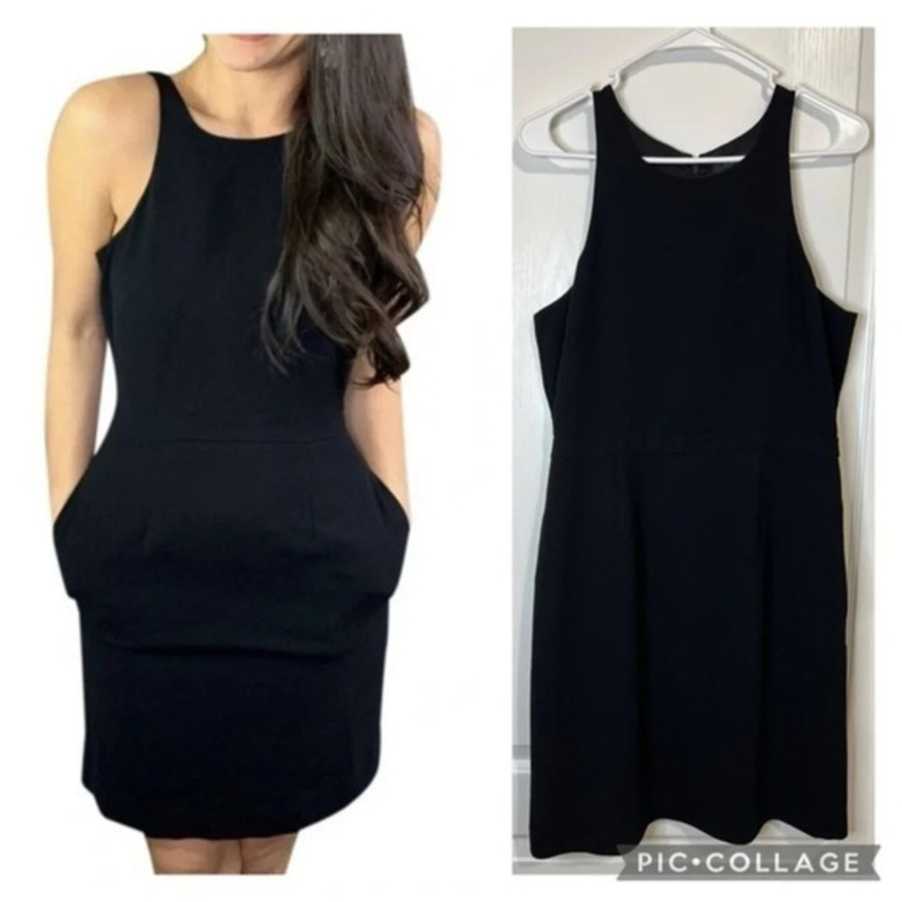 J.Crew Byzantine Cutaway Crepe Cocktail Black Dress size 10